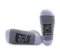 PYOUL - 1 paire de chaussettes Netflix and Chill - Netflix and Chill - Cadeau pour la fête des mères ou la Saint-Valentin, Netflix & Chill 1 paire, M