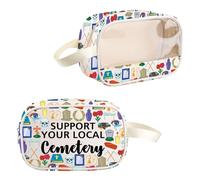 PYOUL Future Funeral Director Gift Support Your Local Cemetery Clear Makeup Bag Mortician Travel Gift Embalmer Undertaker Toiletry Bag, Cimetière local Mb