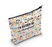 PYOUL Maryland State Souvenirs Gift I'd Rather Be in Maryland Trousse de maquillage Maryland Home Sac à cosmétiques Maryland Cadeau tourisme, Sac Be in Maryland