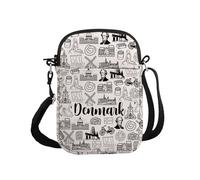 PYOUL Sac à bandoulière Danemark pour voyage au Danemark, sac de voyage, cadeau pour chercheurs de hygge, cadeau du patrimoine viking, Danemark Cb