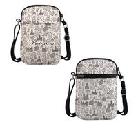 PYOUL Sac à bandoulière pour amoureux de la Belgique Doodles Landmarks Belgique Sac de voyage Voyage Cadeau souvenir Belgique, Belgique Doodles Cb