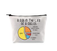 PYOUL Sac de maquillage amusant pour amateur de cyclisme avec inscription « A Day in The Life of A Cycliste », Life of a Cyclist Bag
