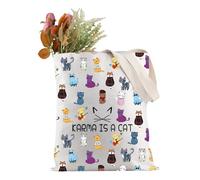 PYOUL Sac fourre-tout humoristique pour chat Karma Is A Cat Album de musique Cadeau pour les fans, Karma is a Cat Tote EU, medium