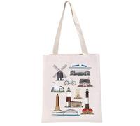 PYOUL Sac fourre-tout pour amoureux de la côte Long Island Landmarks Sac à main pour amoureux des phares Cadeau de voyage Long Island, Monuments de Long Island T, medium