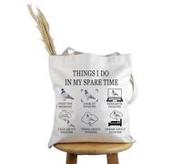 PYOUL Sac fourre-tout pour amoureux de pigeons Things I Do In My Spare Time Pigeons Sac à main Cadeau pour l'éleveur de pigeons Cadeau d'observation des oiseaux, Temps libre Pigeons T, Large