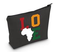 PYOUL Trousse de maquillage avec carte de l'Afrique Noir Cadeau pour le mois de l'histoire africaine, Love Africa Bag Eu