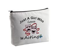 PYOUL Trousse de maquillage avec fermeture éclair « Just a Girl Who Loves » - Cadeau pour actrice et fille - Cadeau de remise de diplôme, Who Loves Acting Bag