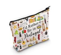 PYOUL Trousse de maquillage avec inscription « I'd Rather Be in Portugal », Plutôt être au Portugal B