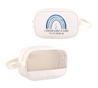 PYOUL Trousse de maquillage de natation avec inscription « I Swim Like A Girl Try to Keep Up », Nager comme Mb Eu