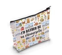PYOUL Trousse de maquillage Minnesota State Souvenirs Gift I'd Rather Be in Minnesota Home Cosmetic Bag Minnesota Tourism Gift, Sac Be in Minnesota