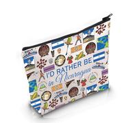 PYOUL Trousse de maquillage Nicaragua Lover Gift I'd Rather Be in Nicaragua Sac de maquillage Nicaragua Sac à cosmétiques Nicaragua Cadeau de voyage de vacances, Be in Nicaragua Bag