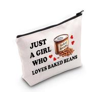 PYOUL Trousse de maquillage pour amateur de haricots cuits au four avec inscription « Who Loves Baked Bean », Sac de fèves au four