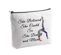 PYOUL Trousse de maquillage pour filles et amateurs de gymnastique Cadeau inspirant She Believe She Could So She Did and Mor, Sac Did and Mor