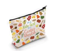 PYOUL Trousse de maquillage pour régime cétogène avec inscription « I'm a Keto G-IRL in a C World » Sac de maquillage à faible teneur en glucides, Sac C World