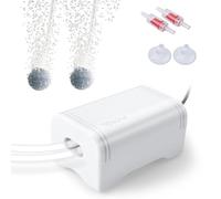 PYPABL Mini Pompe à Air D'Aquarium, 1.5W 2.5W Pompe à Oxygène D'Aquarium Suspendue, Bulleur Aquarium Silencieux pour jusqu'à 230L (2 Sorties)