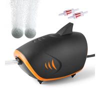 PYPABL Pompe à Air Puissante pour Aquarium 420L/H, 4W Pompe à Oxygène Silencieux à 2 Sorties Métalliques avec Lumière LED, Pompe à Air Réglable pour Aquarium,pour Réservoir 30-600L (4W)