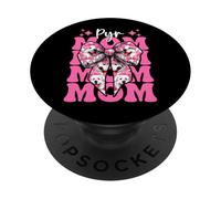 Pyr Mom Mama Great Pyrénées Chien Fête des Mères Coquette Bow PopSockets PopGrip Adhésif