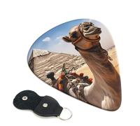 Pyramid Camel Lot de 6 médiators avec porte-médiators en cuir pour guitare électrique, ukulélé 0,96 mm