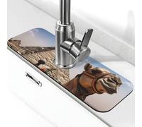 Pyramid Camel Tapis de robinet pour évier de cuisine, 14 x 38 cm, tapis à séchage rapide en diatomite, plateau d'évier super absorbant, poignée de robinet, attrape-gouttes pour cuisine