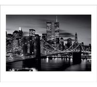 Pyramid Generic Brooklyn Bridge at Night (B&W) 40 x 50 cm Toile Imprimée