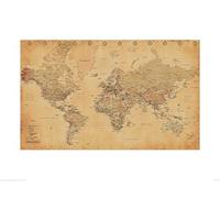Pyramid Generic World Map (Vintage Style) 60 x 80 cm Toile Imprimée