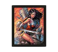 Pyramid International - Cadre lenticulaire 3d - Vrai effet de mouvement et de profondeur - DC Comics - Wonder Woman Battle- Idée cadeau anniversaire - 25.5x20.5 - Licence officielle