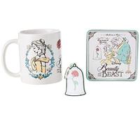 PYRAMID INTERNATIONAL Coffret cadeau La Belle et la Bête avec tasse, dessous de verre et porte-clés dans un coffret cadeau (motif La Belle et la Bête) Tasse en céramique de 325 ml - Produit officiel