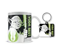 Pyramid International Coffret cadeau Star Wars Yoda (Yoda Best Design) - Tasse de 315 ml - Dessous de verre et porte-clés - Tasse à café en céramique - Produit sous licence officielle