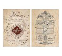 Pyramid International Harry Potter Set de 2 Affiches, La Carte du Maraudeur et Liste de Fournitures Scolaires, 52 x 38 cm
