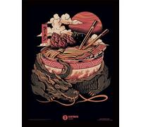 Pyramid International Illustrata Tableau encadré en bois - Dragons Ramen 30x40 centimètre - Style Japonais authantique pour fans et passionés de japan culture