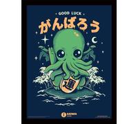 Pyramid International Illustrata Tableau encadré en bois - Good Luck Cthulhu 30x40 centimètre - Style Japonais authantique pour fans et passionés de japan culture