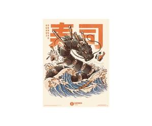 Pyramid International Ilustrata Grande Affiche Toile Motif dragon sushi 30 x 40 cm Décoration murale pour homme, femme et enfant Produit officiel
