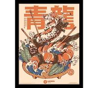 Pyramid International Ilustrata Poster dans un cadre Motif Dragon Sushi 30 x 40 cm Produit officiel