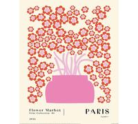 Pyramid International - imprimé "Marché aux fleurs Paris" PM6321 (40 cm x 30 cm) (Crème/Rose/Rouge)