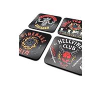 Pyramid International Lot de 4 Dessous de Verre en liège Stranger Things (Hellfire Club) et Cadeaux Stranger Things - Marchandise Officielle Stranger Things, Marron, 10 x 10 cm
