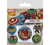 Pyramid International Marvel Comics Badge rétro Spider-Man Multicolore 4 x 25 mm et 1 x 38 mm