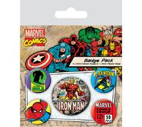 Pyramid International Marvel Retro - Set d'insignes Iron Man, Multicolore, 10 x 12,5 x 1,3 cm (BP80449)