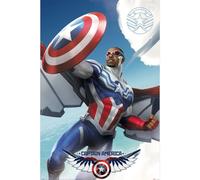 Pyramid International Maxi poster officiel Marvel (Captain America Flying) | Décoration murale | 61 cm x 91,5 cm Poster pour chambre à coucher, dortoir et fans