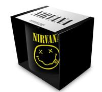 Pyramid International Nirvana - Tasse en céramique noire (visage miley) 325 ml - Cadeau officiel du groupe Grunge pour les fans, tasse à café, thé, boisson de collection Rock - Taille unique