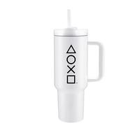Pyramid International PlayStation Gobelet de 1200 ml avec paille et couvercle, isolation sous vide avancée à double paroi, garantit froid jusqu'à 11 heures, chaud jusqu'à 7 heures, sans BPA