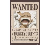 Pyramid International Poster One Piece (Wanted Luffy) - Art mural de qualité supérieure - 90 x 60 cm - Produit sous licence officielle