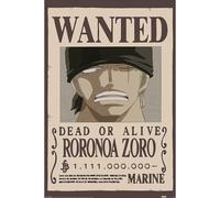 Pyramid International Poster One Piece (Wanted Zoro) - Art mural de qualité supérieure - 90 x 60 cm - Produit sous licence officielle