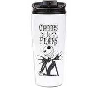 Pyramid International Tasse de voyage en métal de haute qualité avec inscription « Cheers to Fears » de L'Étrange Noël de monsieur Jack - 473 ml - Avec boîte cadeau de présentation - Produit officiel