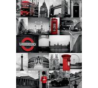 Pyramid International WDC90061London 60 x 80 cm Red Collage CanvasToile imprimée sur cadre en mdf - canvas