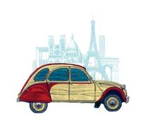 Pyramid International WDC90348Barry Goodman 60 x 80 cm 2Cv Paris CanvasToile imprimée sur cadre en mdf - canvas