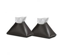 Pyramid - Lot de 2 boîtes à mouchoirs décoratives en cuir synthétique avec sangle inférieure réglable, pour salle de bain, voiture, bureau, noir : 2 (gris, 2)