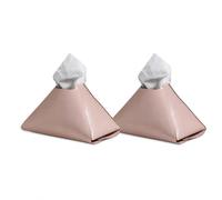 Pyramid - Lot de 2 boîtes à mouchoirs en cuir synthétique avec sangle inférieure réglable, pour salle de bain, voiture, bureau, noir : 2 (rose, 2)