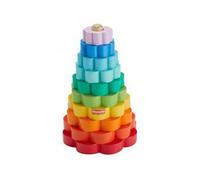 Pyramide Anneaux Bebe En Bois Fsc, 9 Anneaux Et 1 Base - Empileur Arc En Ciel, Tour Empilable - Des 18 Mois - Set Jouet Bebe Et Carte