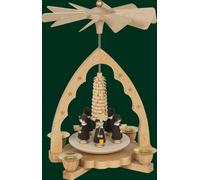 Pyramide Avec Kurrende 19cm Pyramide de Table Main Erzgebirge Seiffen Neuf 16331