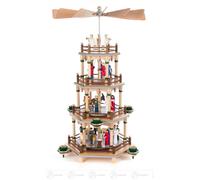 Pyramide Avec Naissance de Christ Nature 3-stöckig pour Bougies D=14mm